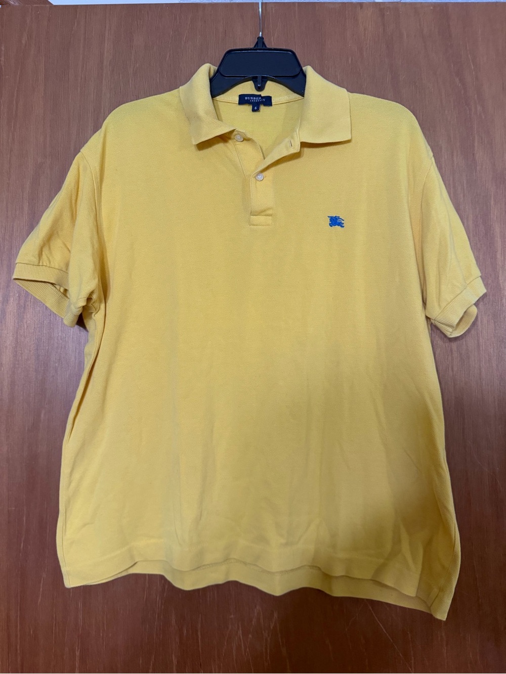 Burberry Yellow Short-Sleeve Polo with Blue Logo